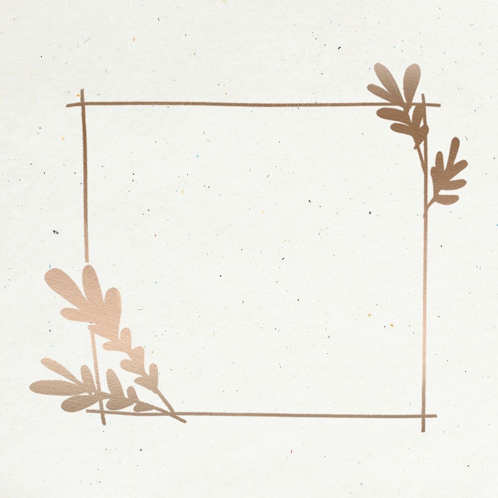 Golden leafy frame on beige background illustration mockup