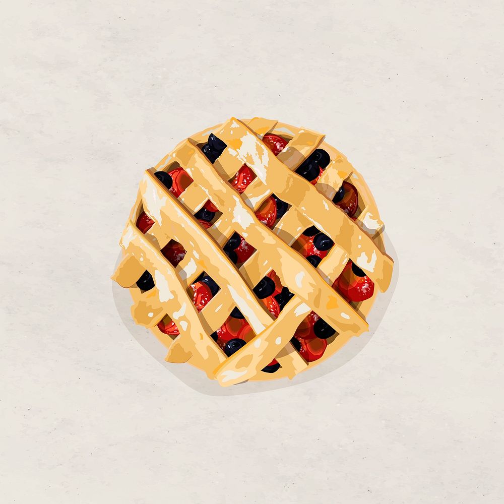Homemade mixed berry pie design element vector