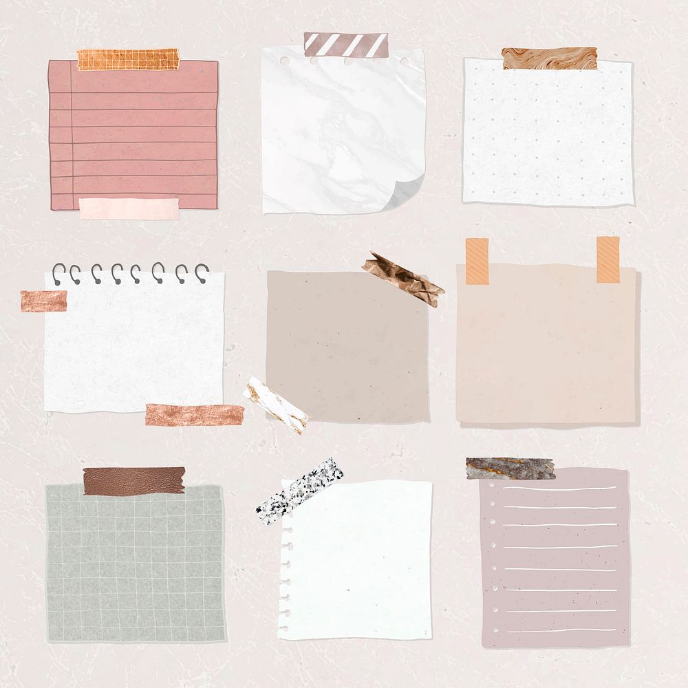 Blank reminder paper notes vector set