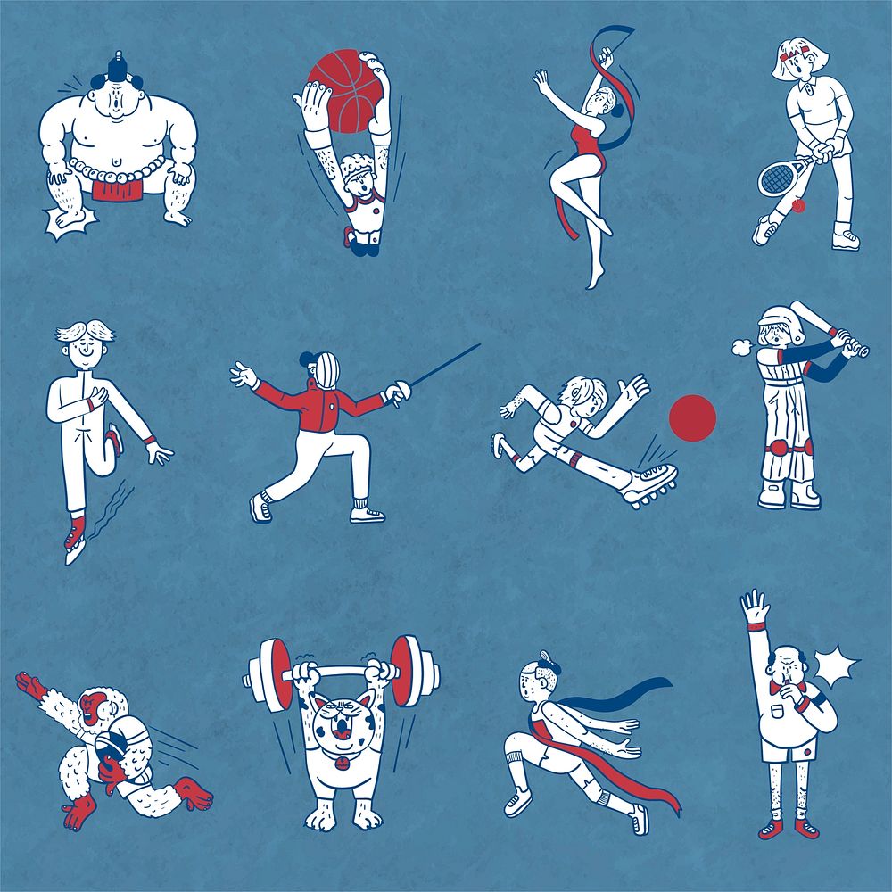 Athletes doodle character collection vector | Premium Vector - rawpixel