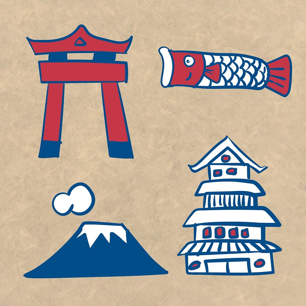 Japanese culture element set template illustration