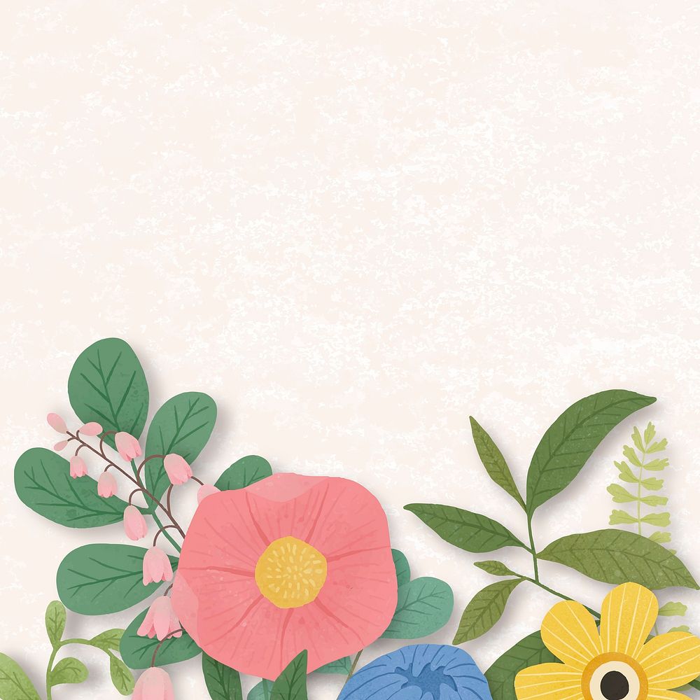 Flower border on a beige background vector