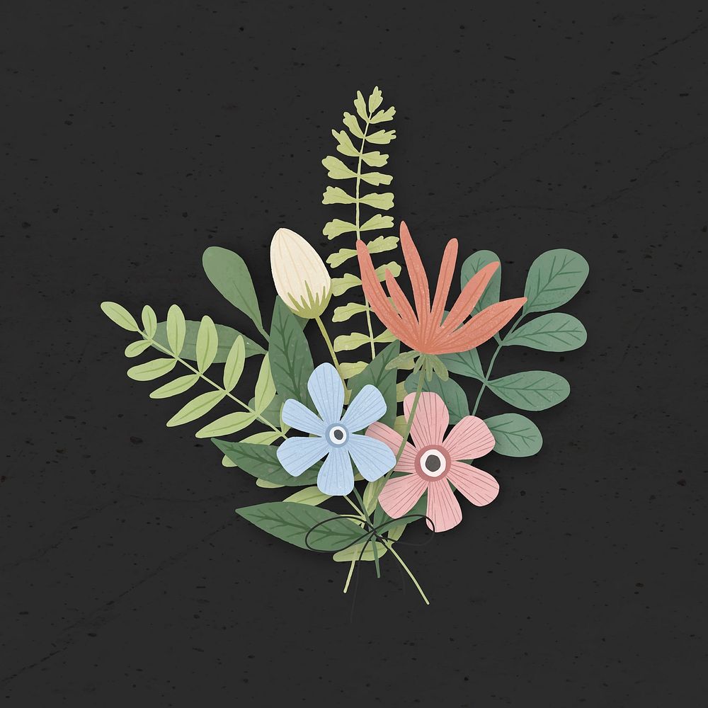 Colorful flower corsage design element on black background vector