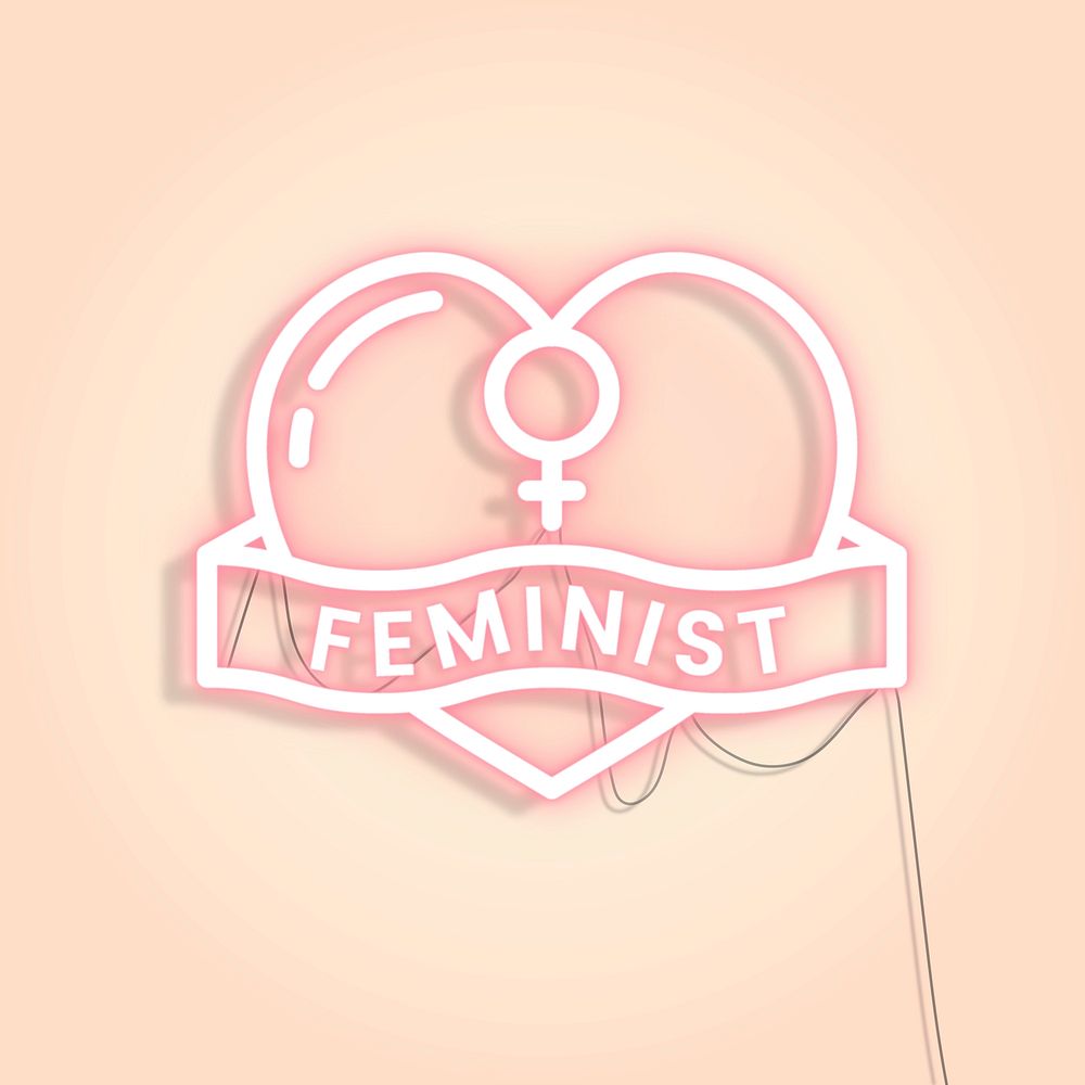 Neon feminist sign design resource icon