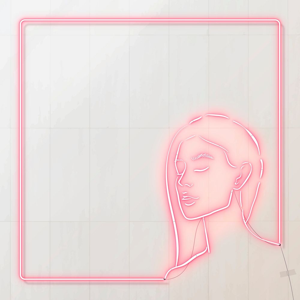 Feminine neon frame on a white background vector