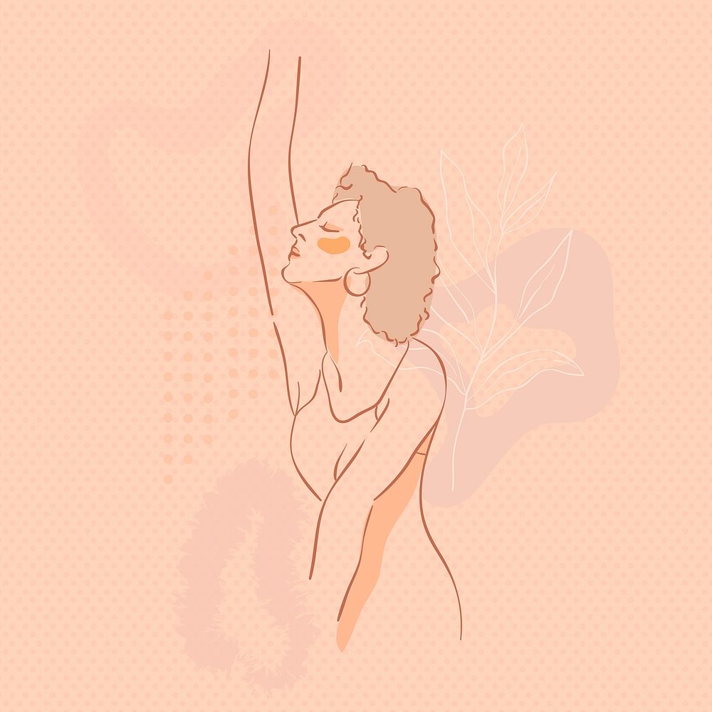 Feminine line art in an orange tone vector 