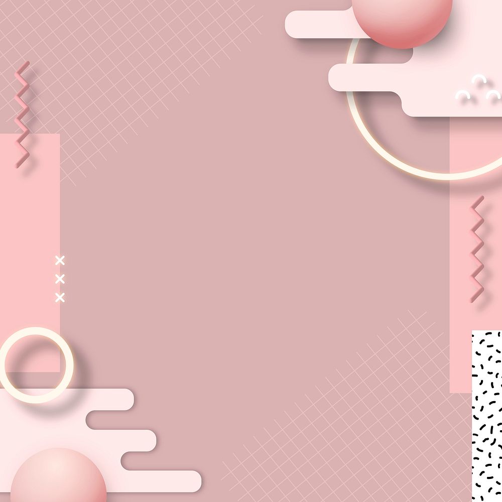Pink geometric Memphis social banner vector