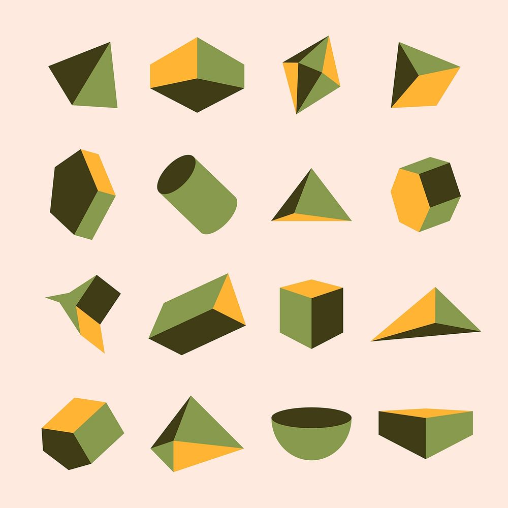 Retro green geometrical shapes design element vector set