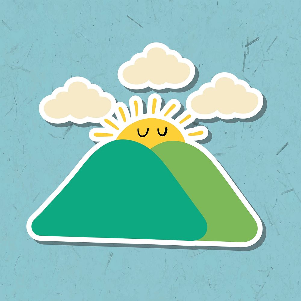 Sunrise over the mountain sticker design element