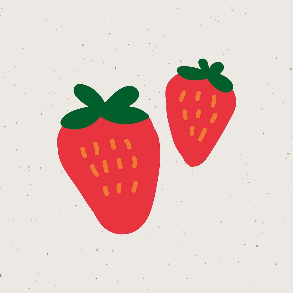 Cute strawberries doodle sticker vector