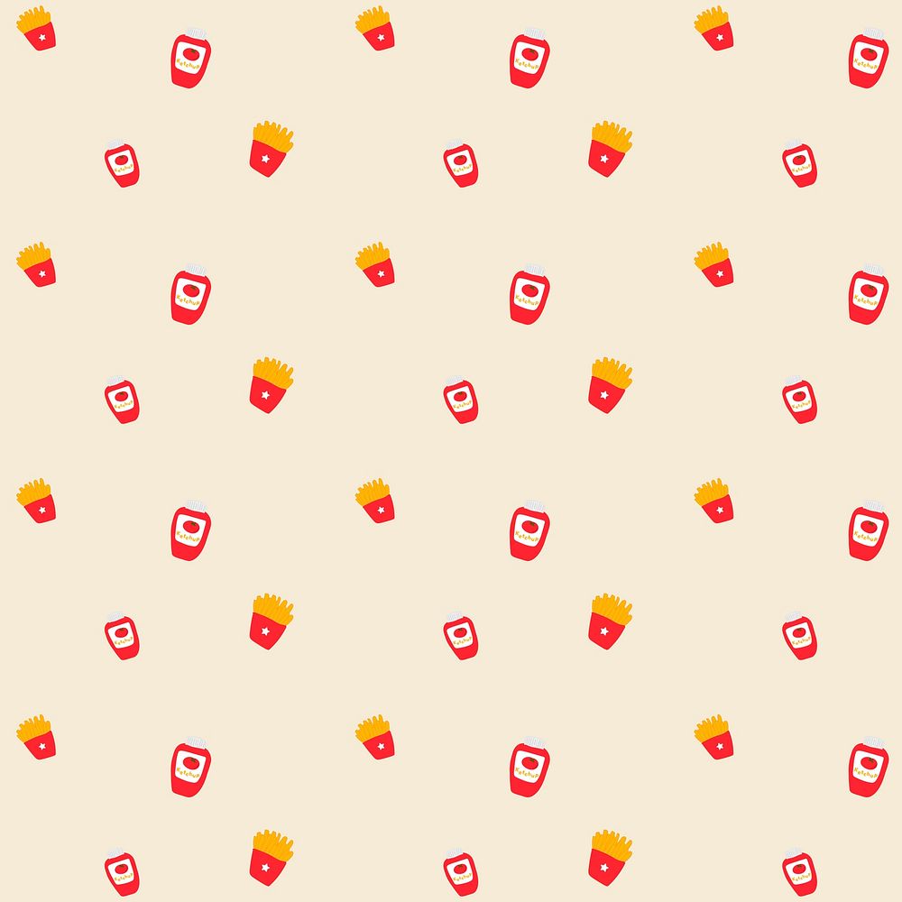 Psd French fries ketchup seamless pattern background