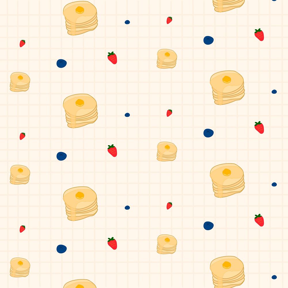 Psd pancake strawberry blueberry pattern background