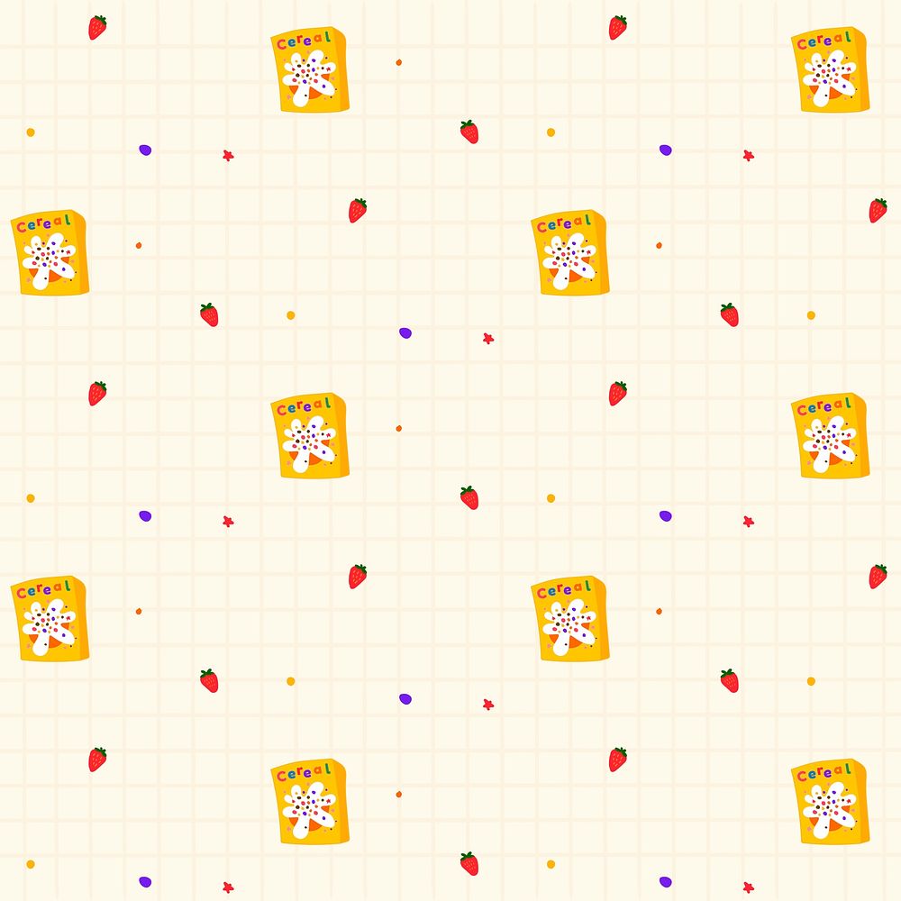 Psd cereal strawberry seamless food pattern background