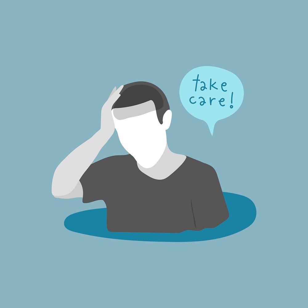 Sick man with take care message illustration