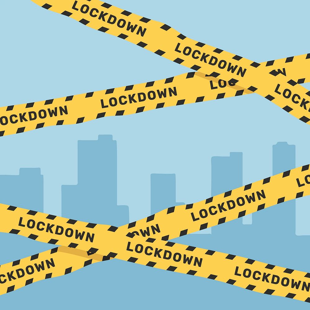 Yellow lockdown caution tape vector