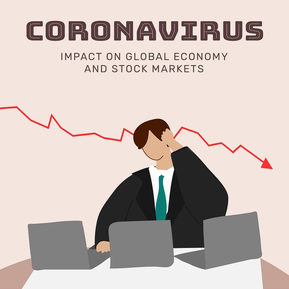 Global economic impact during coronavirus outbreak template vector  