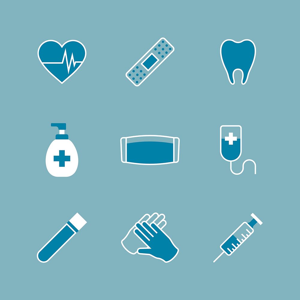 Coronavirus medical equipment element set vector