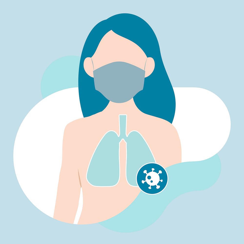 Woman with lung damage caused by coronavirus character vector