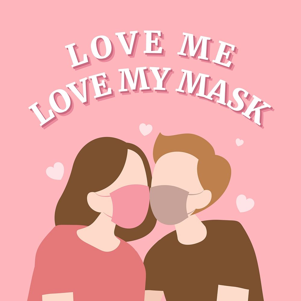 Love me love my mask covid-19 awareness social post vector