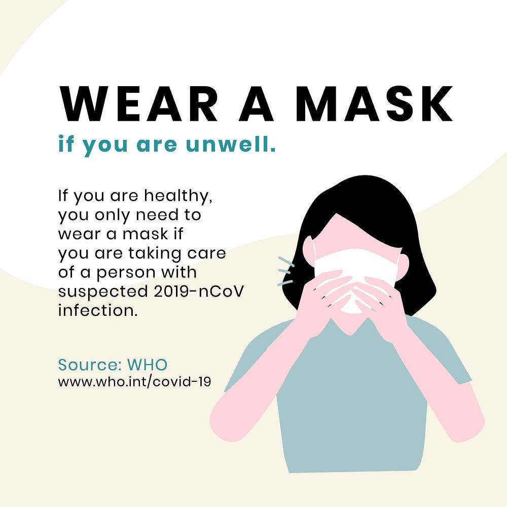 When to wear a mask recommendation covid-19 awareness vector