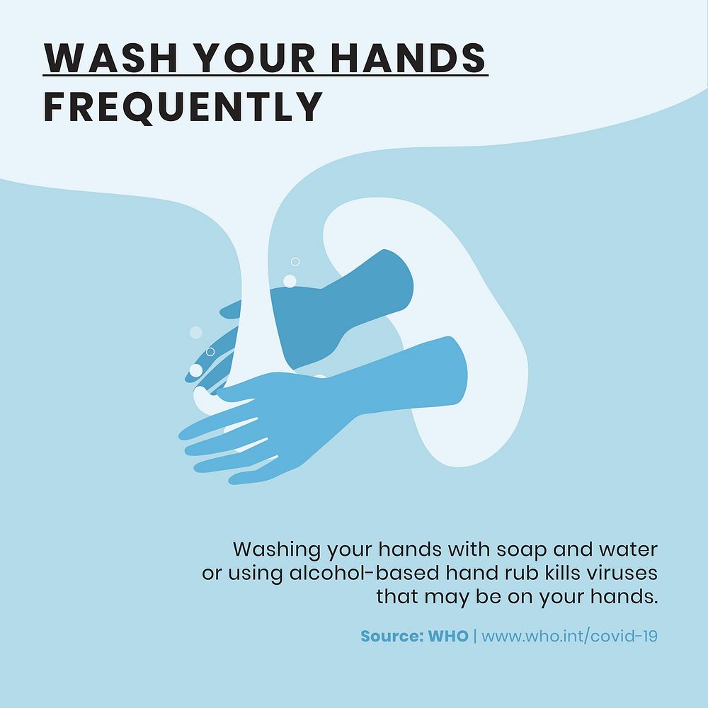Wash your hands frequently social post  vector
