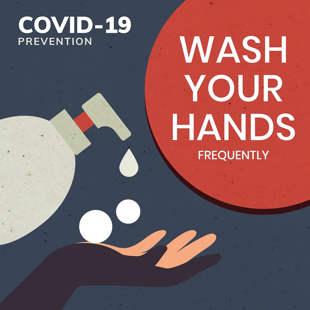 Wash your hands covid-19 prevention message template vector
