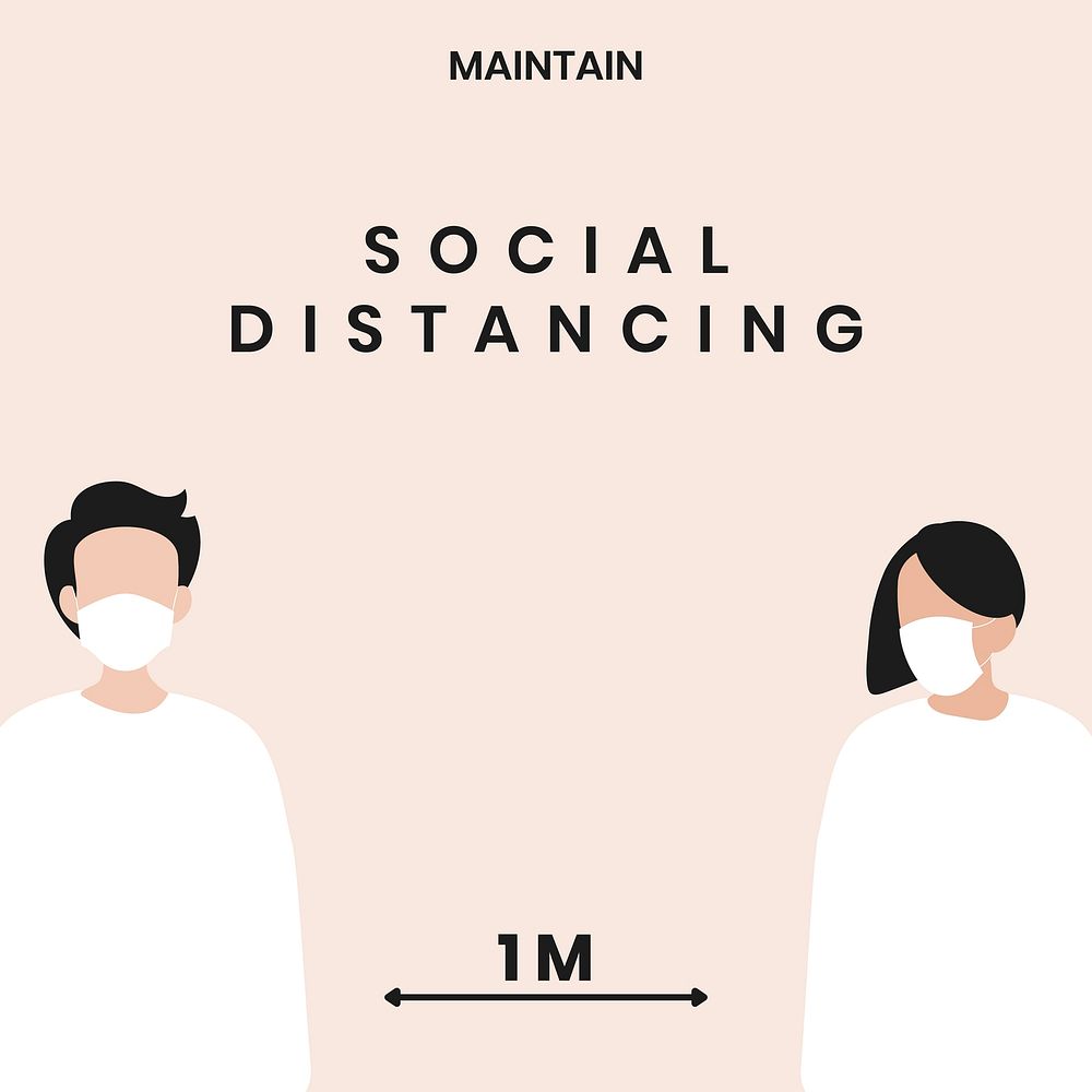 Social distancing coronavirus awareness message vector