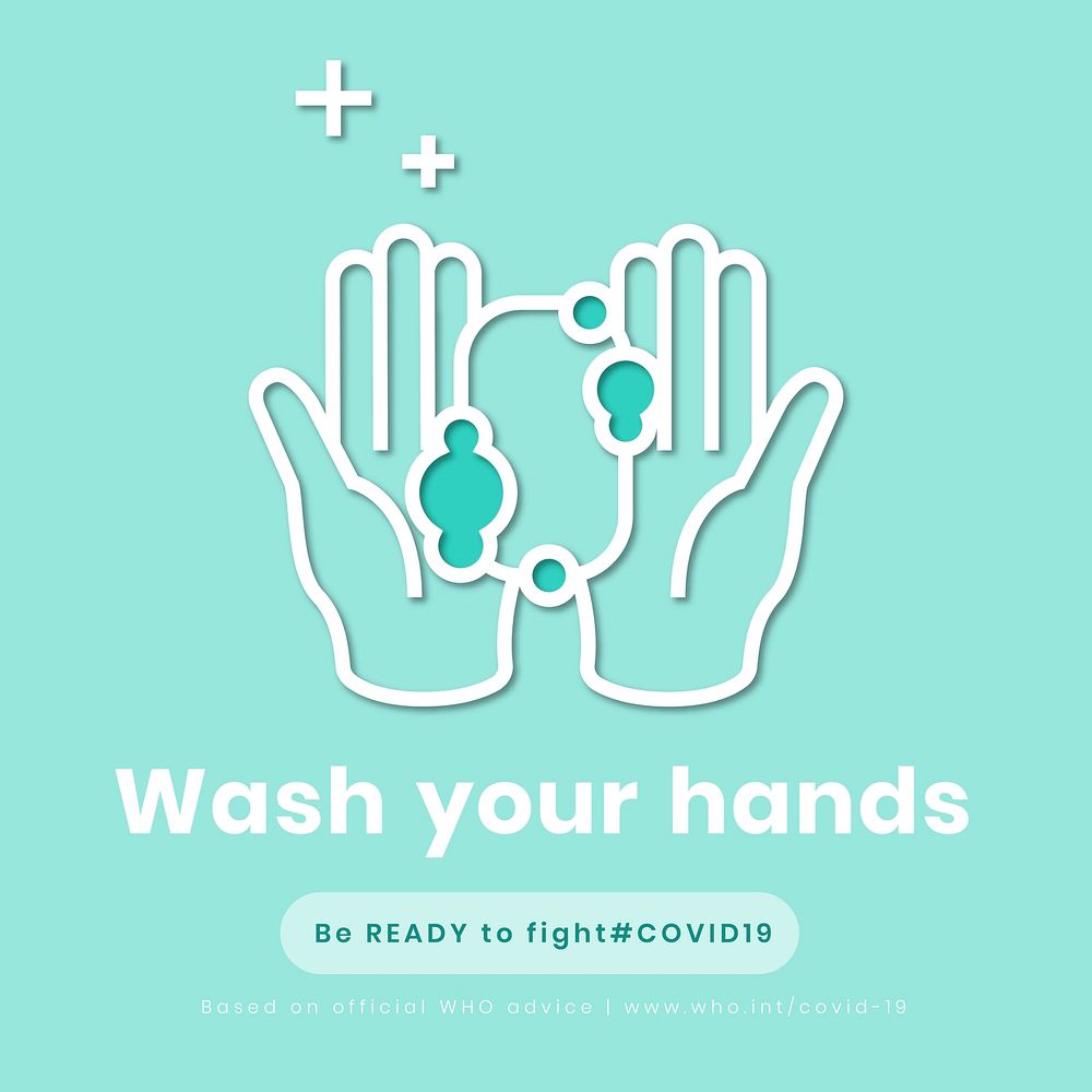 Wash your hands, be ready to fight covid-19 template vector 
