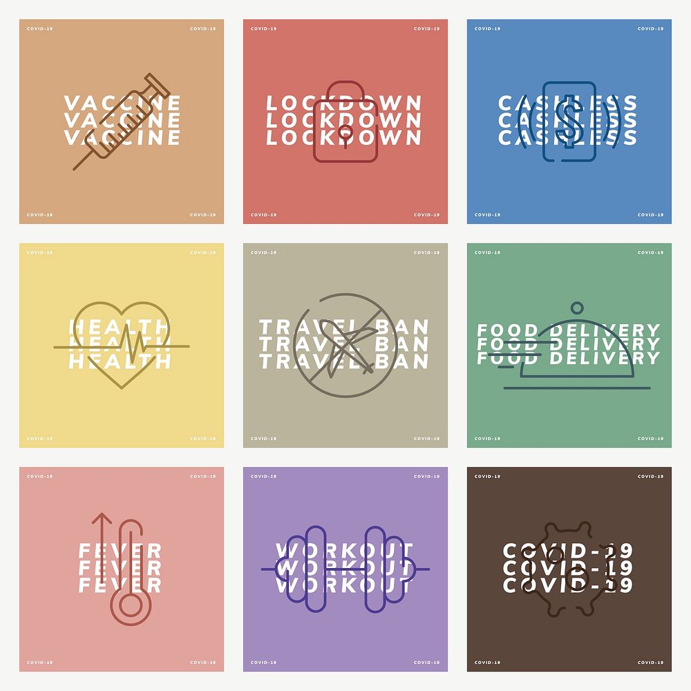 COVID-19 Instagram template vector style set
