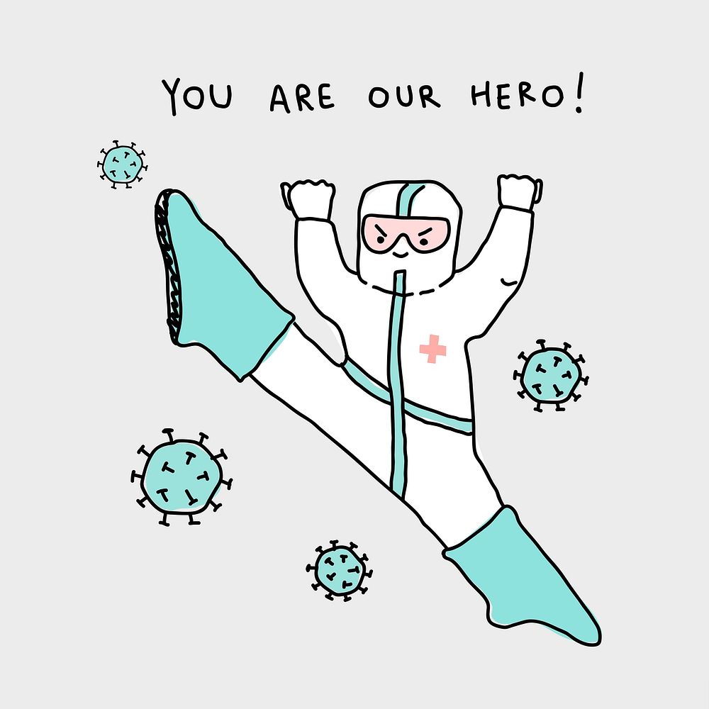 Medical hero in a coronavirus protective suit character vector