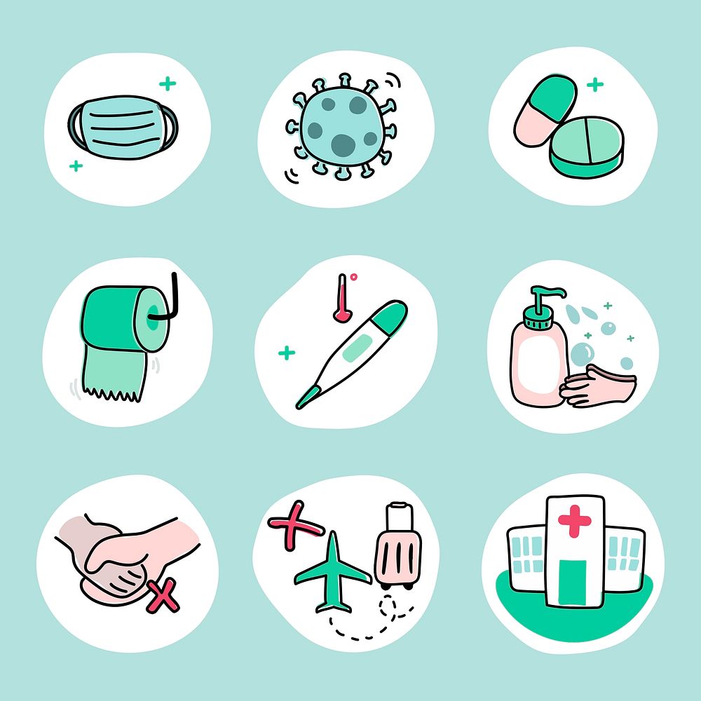 Protect yourself from coronavirus pandemic icon set vector