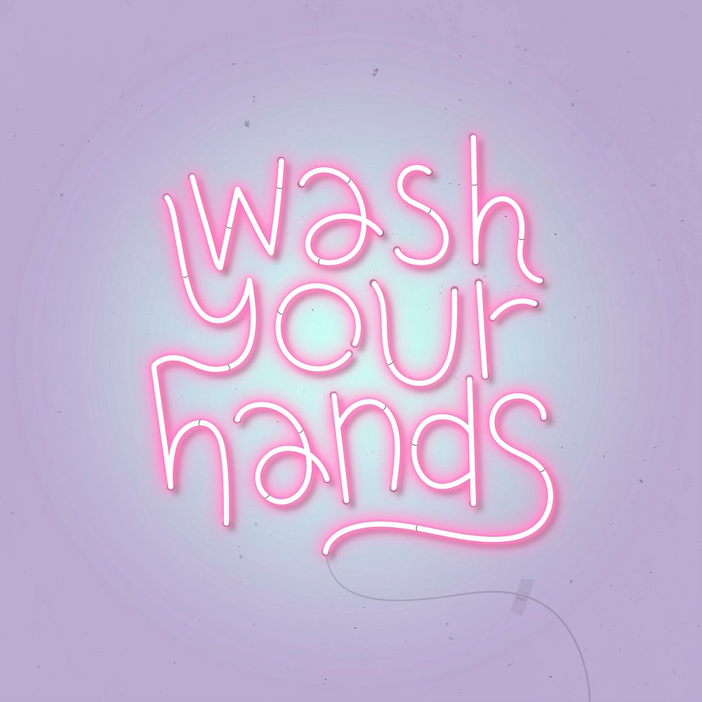 Pink wash your hands neon sign 