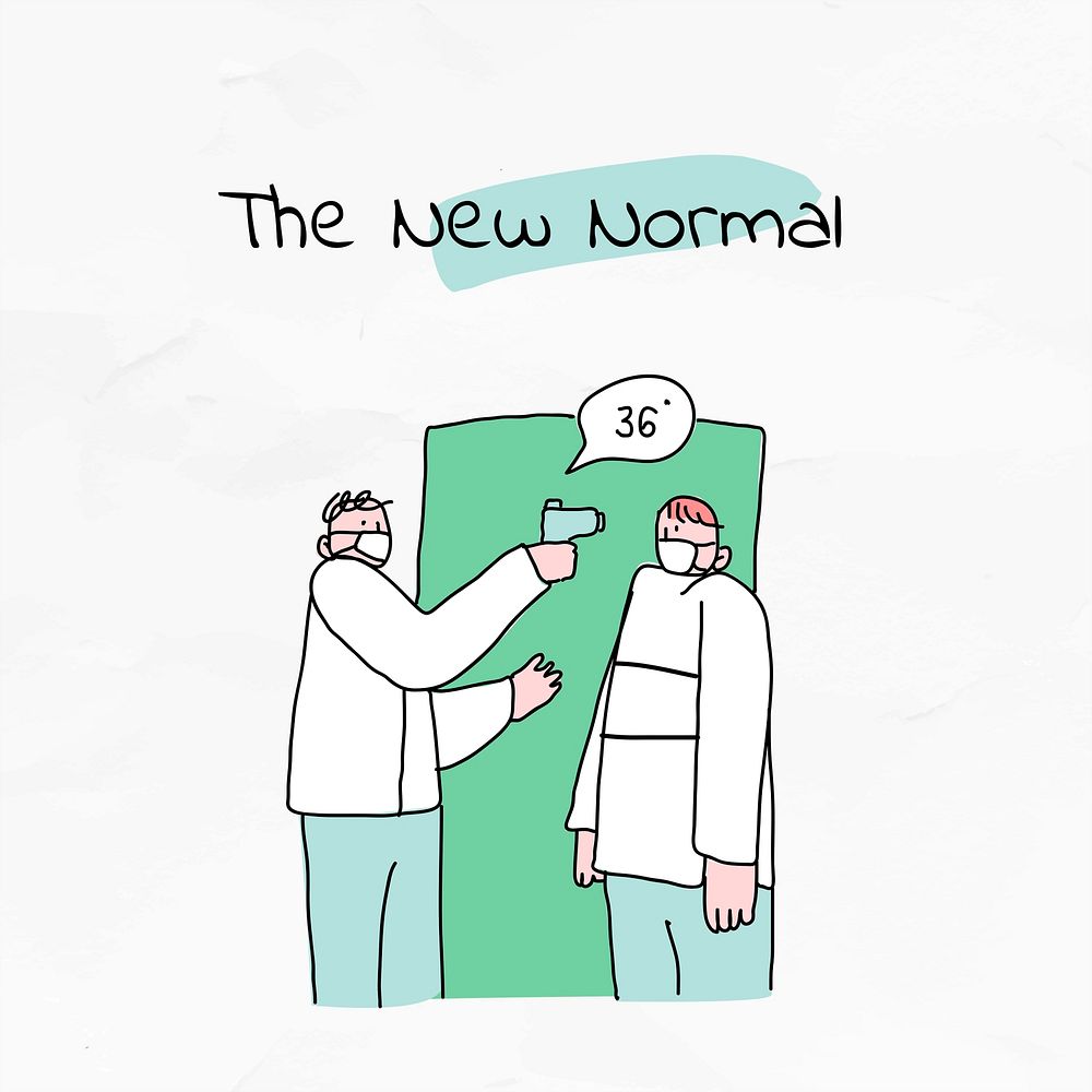 COVID-19 new normal psd lifestyle cute doodle social media post