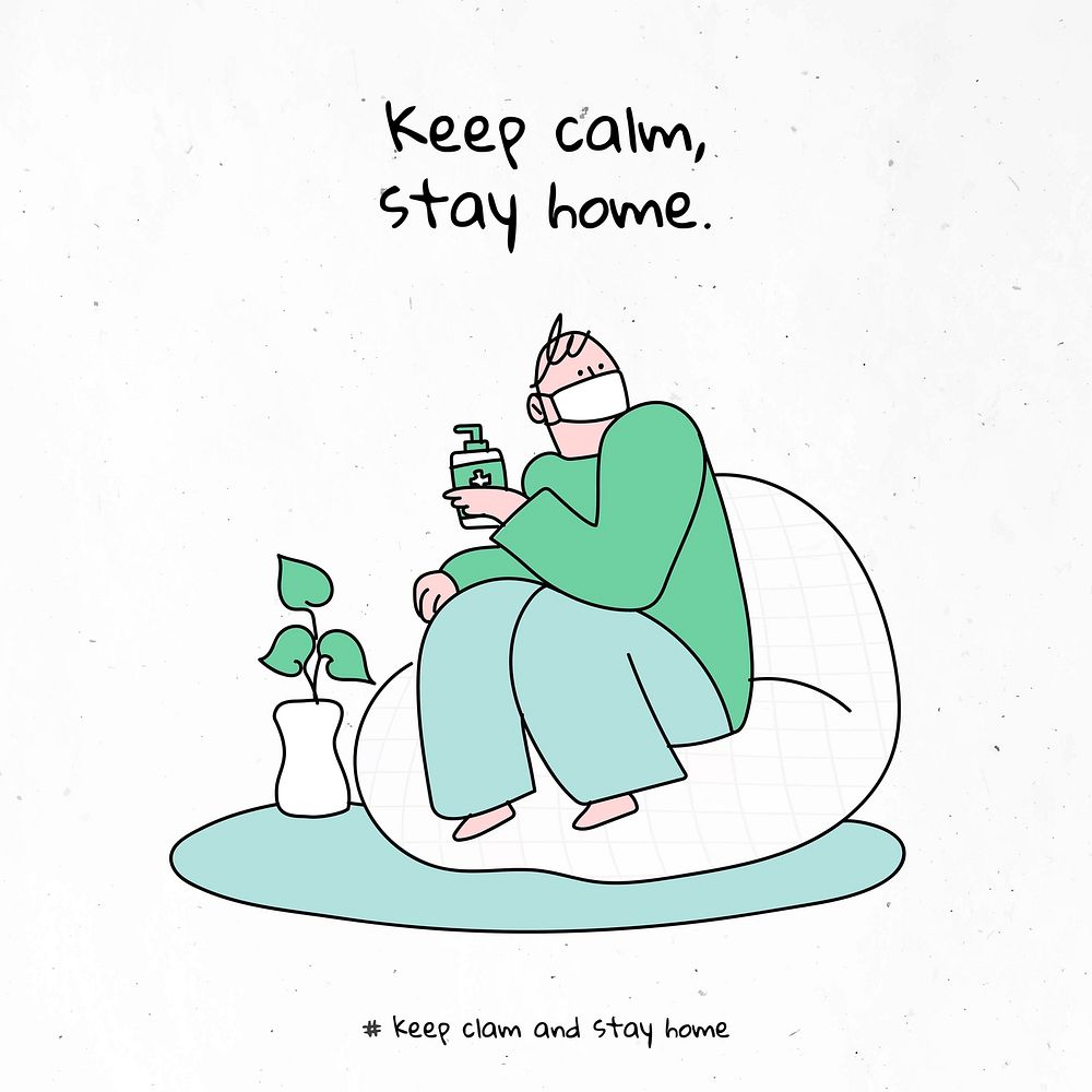 Keep calm, stay home coronavirus vector