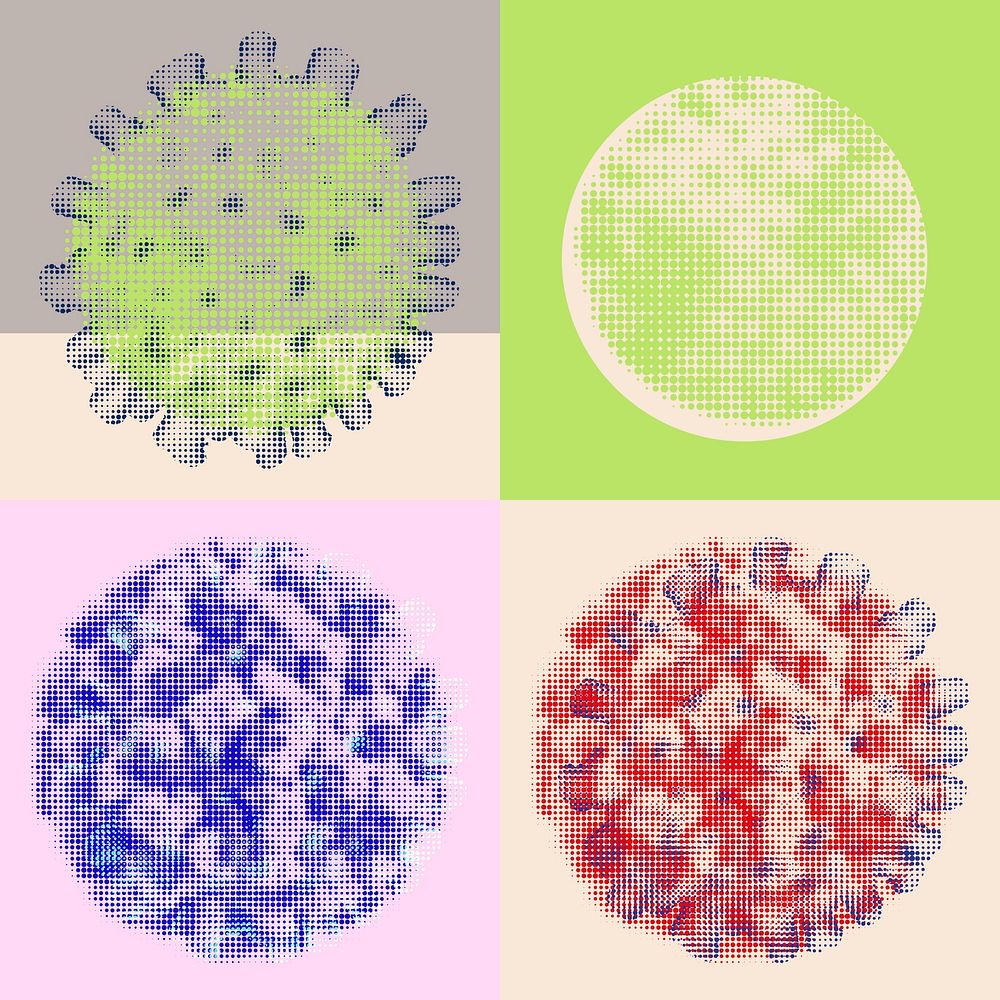 Halftone coronavirus set illustration vector