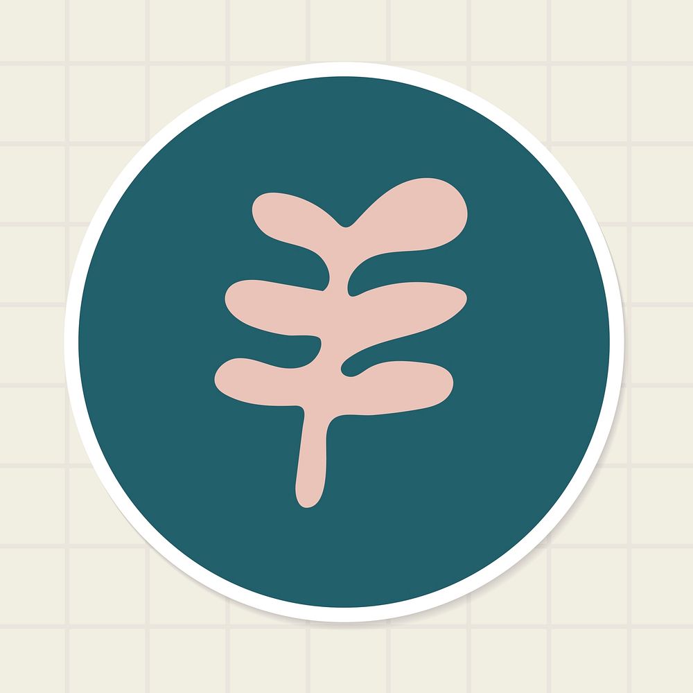 Minimal leaf doodle social story highlight sticker vector