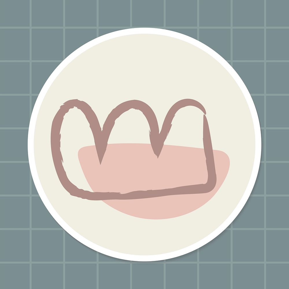 Minimal crown doodle social story highlight sticker vector