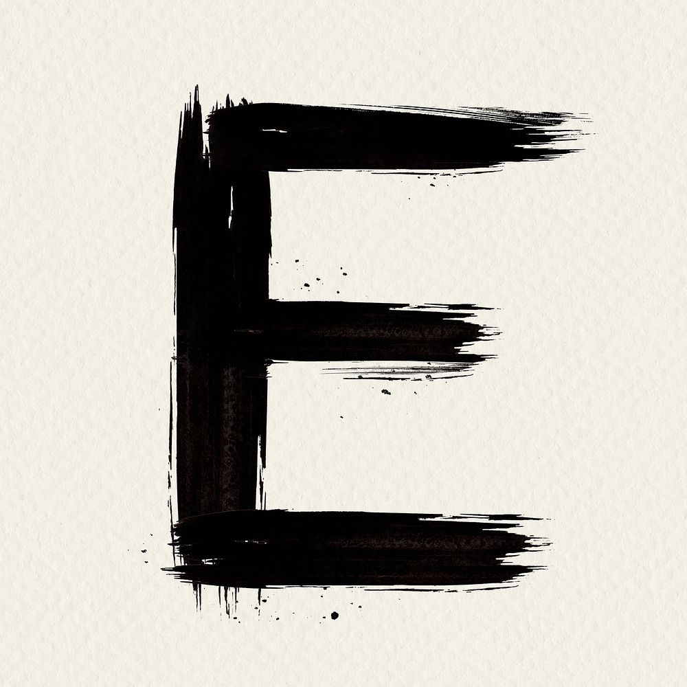 Letter E grunge hand drawn font style 