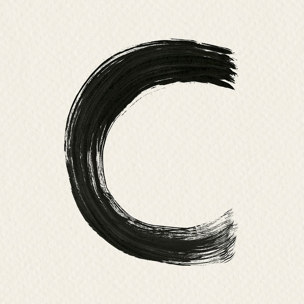 Alphabet C paint brush stroke style typography 