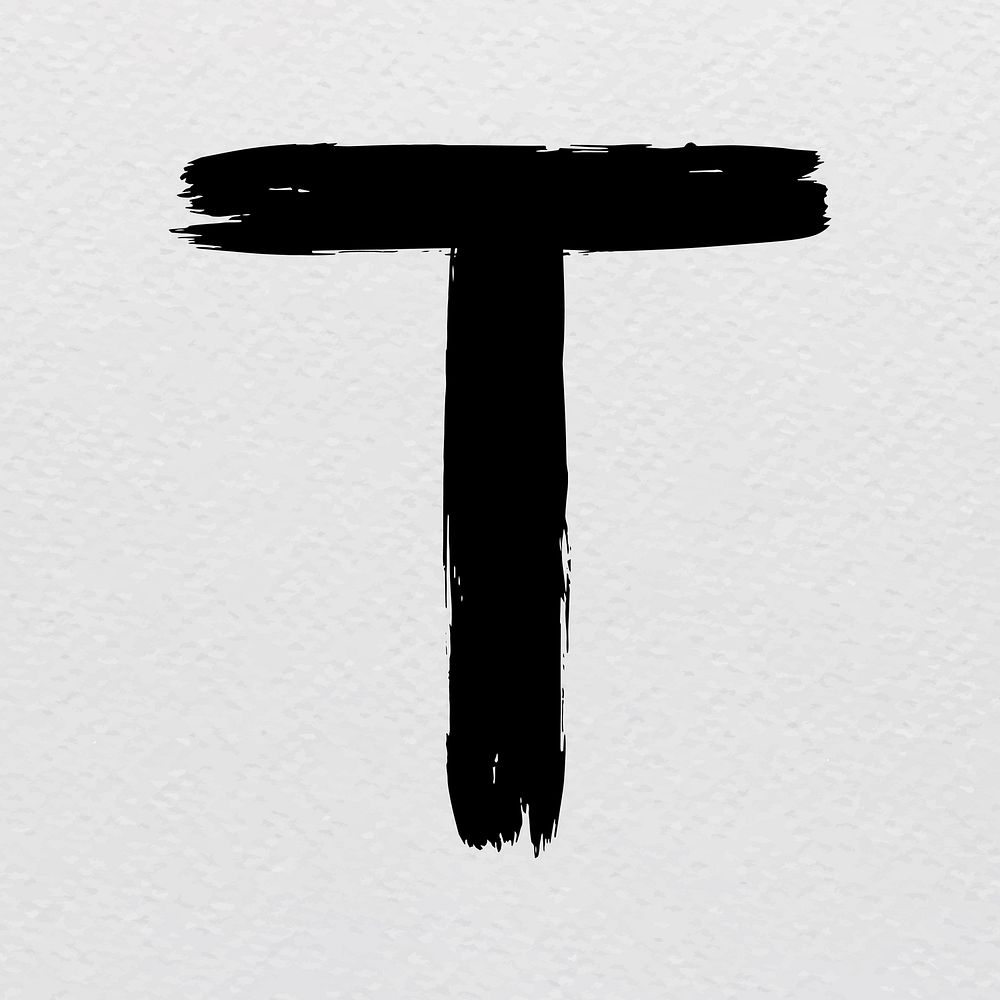 Alphabet T brush stroke style typography vector