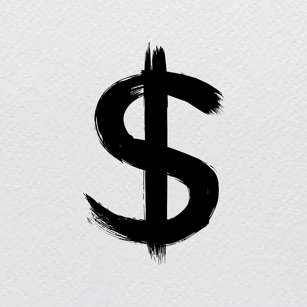 Dollar symbol brush stroke hand drawn vector font style 