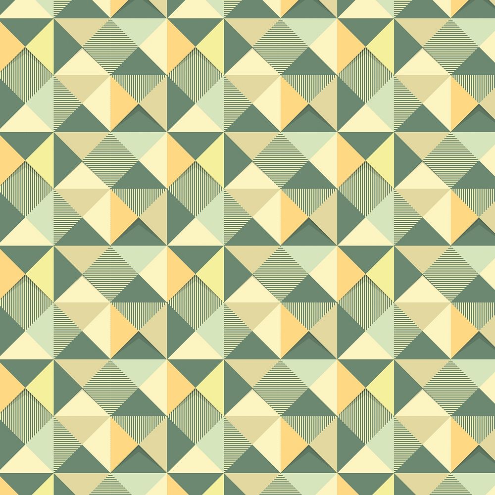 Seamless green geometric triangle patterned background design resource vector