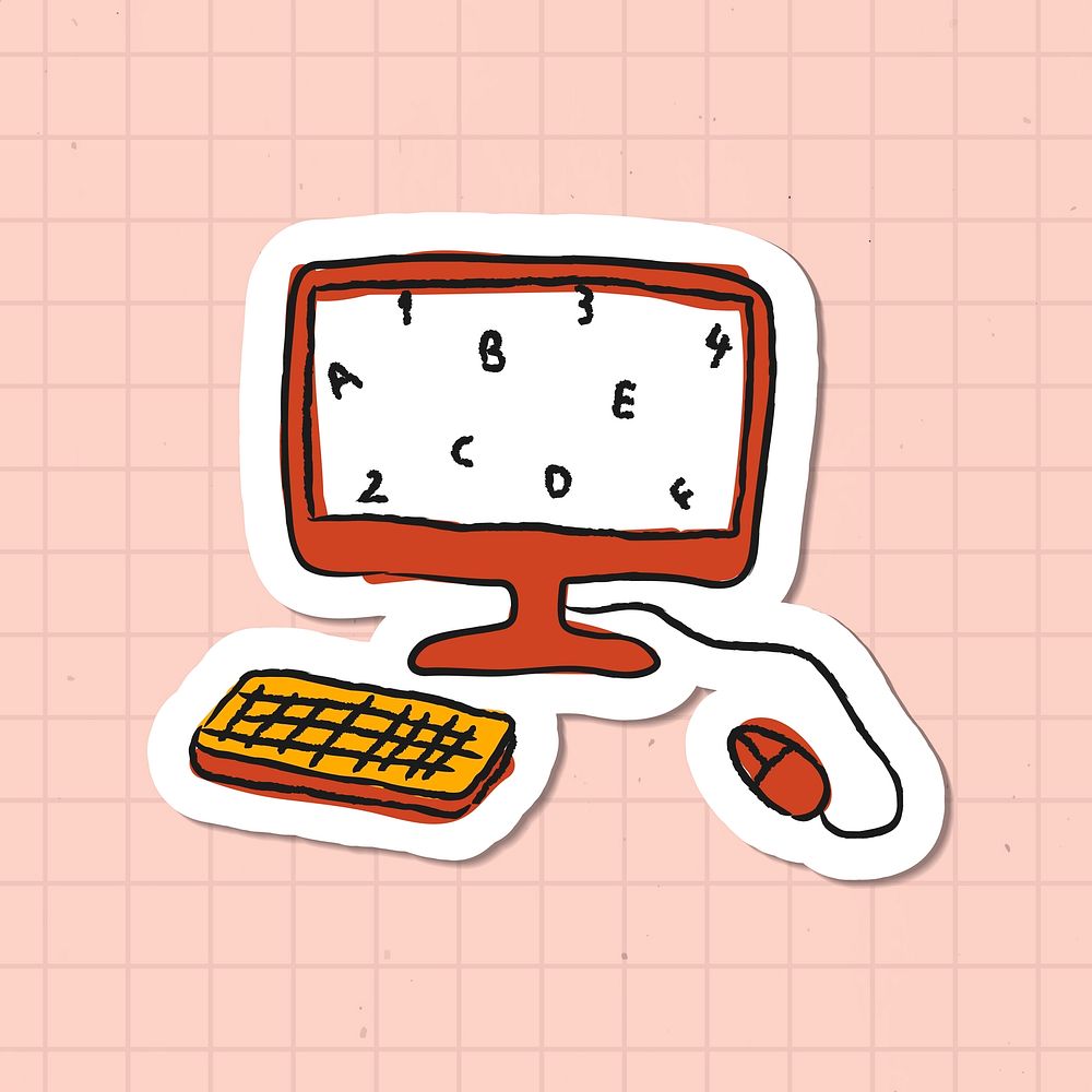 Computer doodle style sticker vector