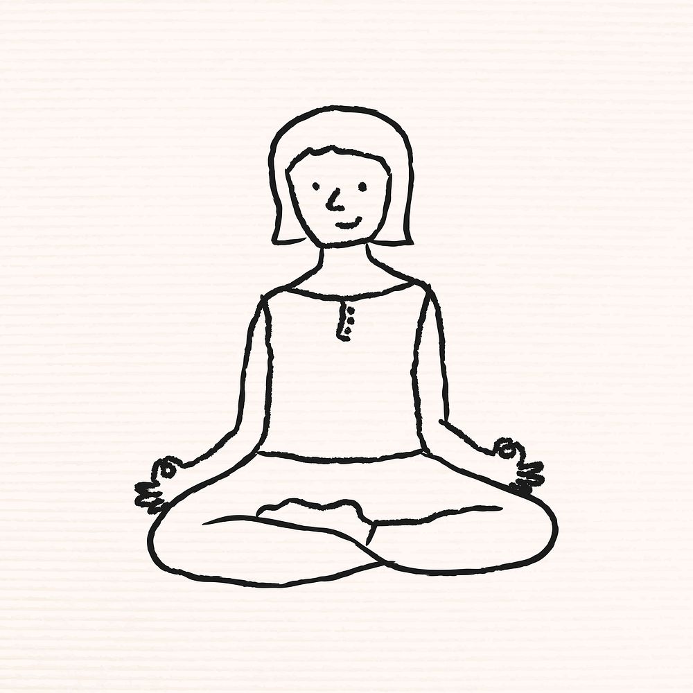 Doodle woman meditating vector