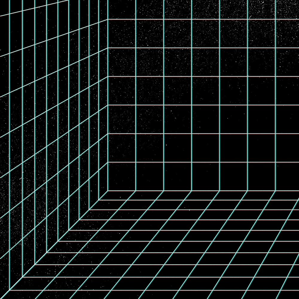 3D wireframe grid room background