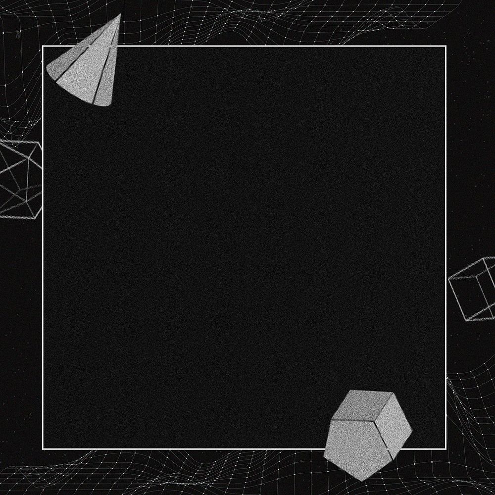 Gray geometric frame on black background