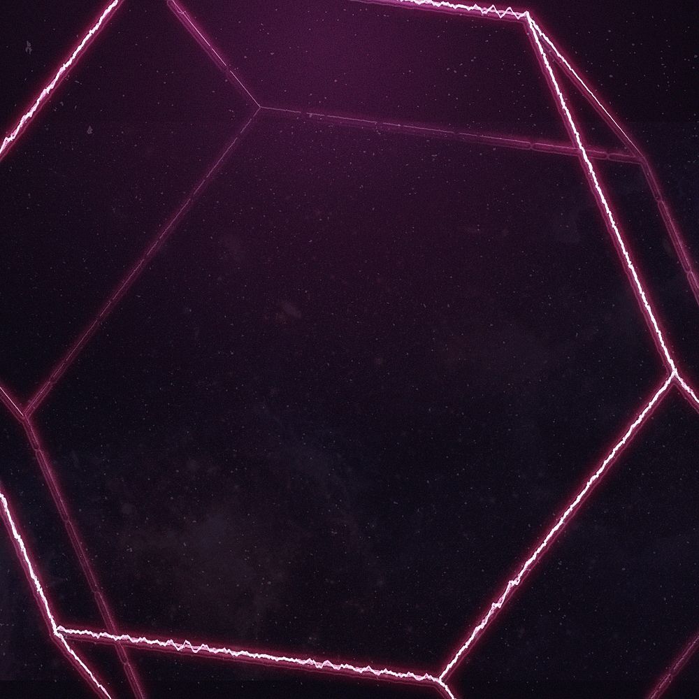 Pink geometric hexagonal prism on black background