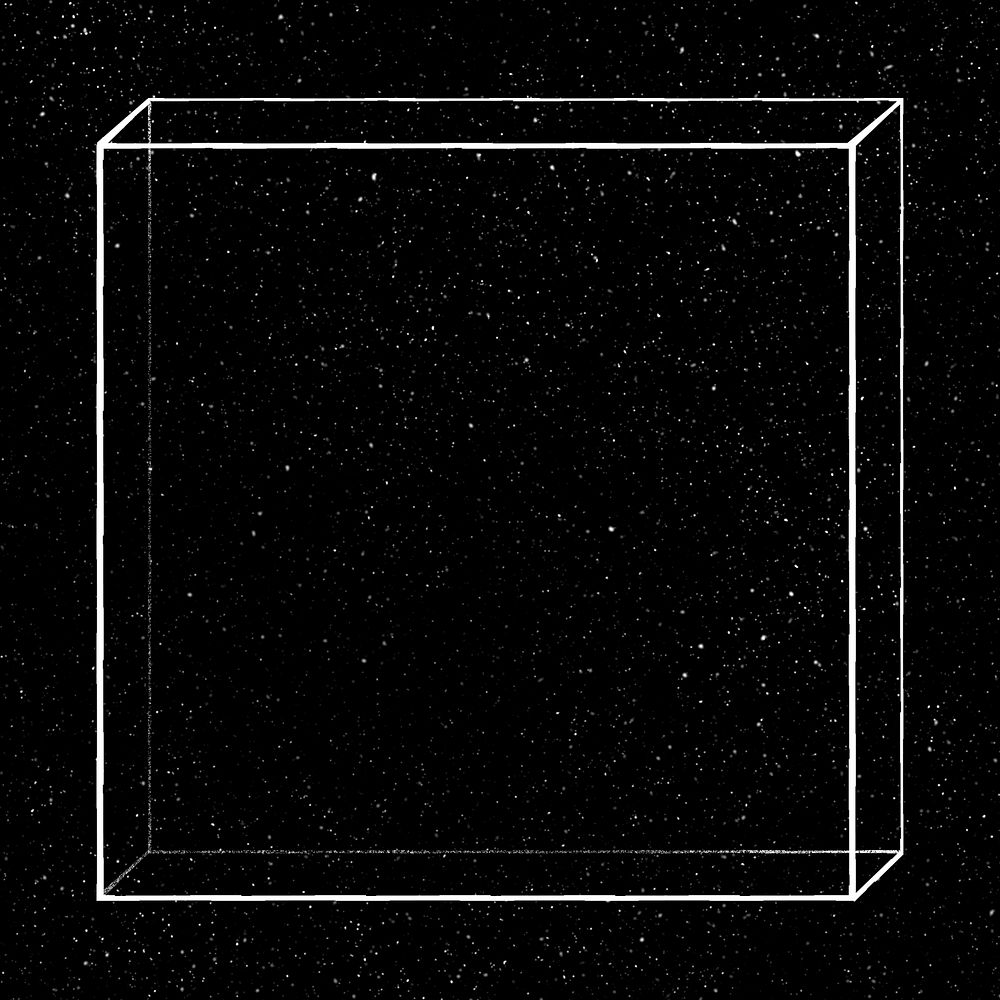 3D flat cuboid outline on a starry background