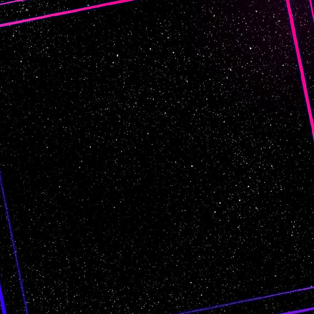 Pink and purple neon square frame on a black background