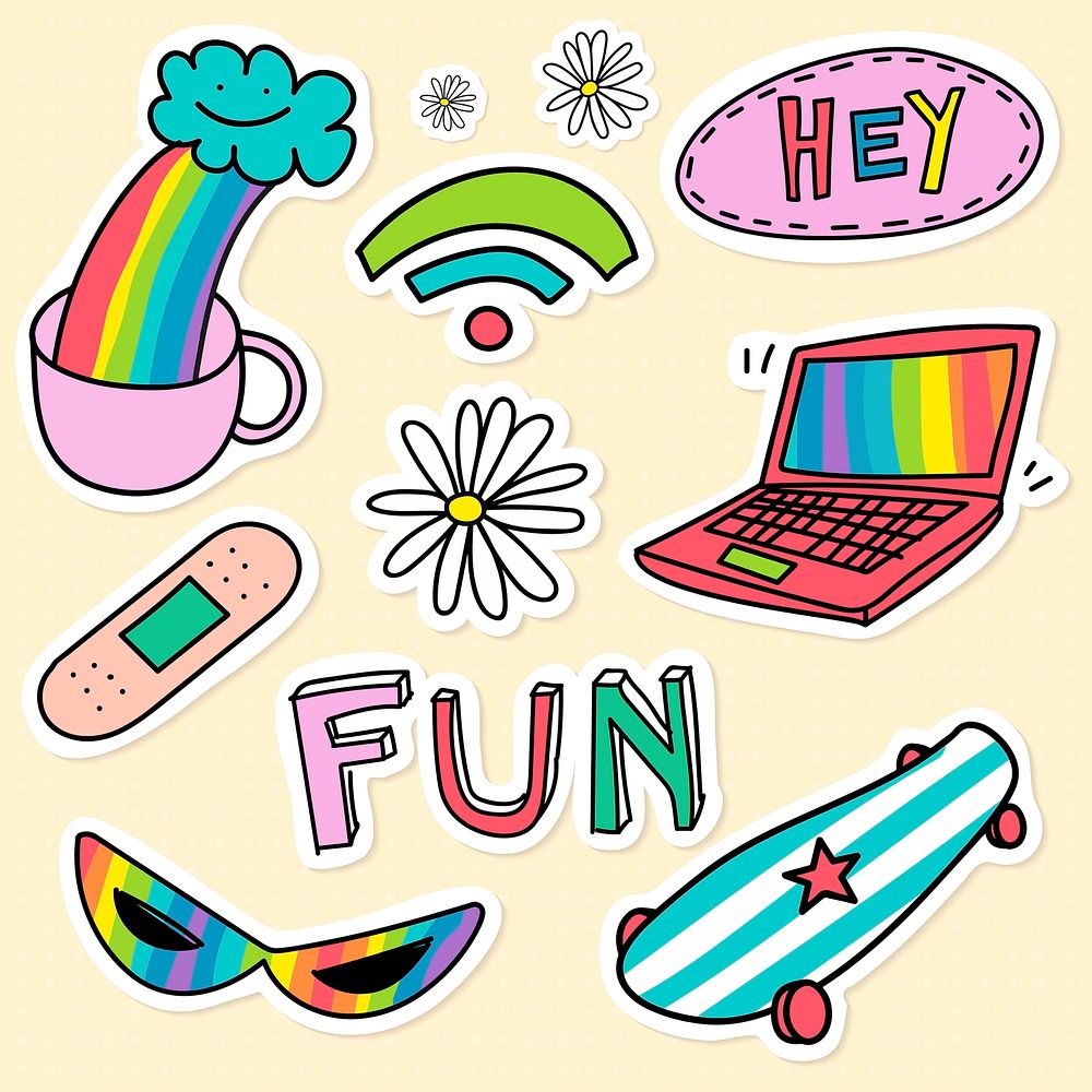 Creative cool pop art sticker collection vector